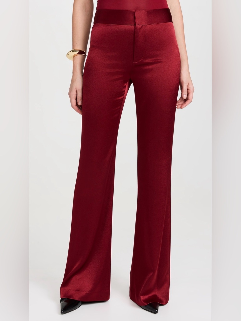 Alice + Olivia High Waisted Wide Leg Silk Pants Size 6 - Picture 12 of 16